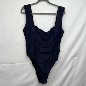 J.Crew Navy Blue Ruched One Piece Swimsuit NWT